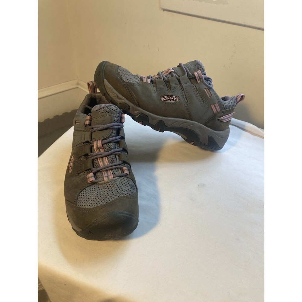 Keen Steens Vent Timberwolf Gray & Pink Hiking Walking Shoes Women’s Size 9.5